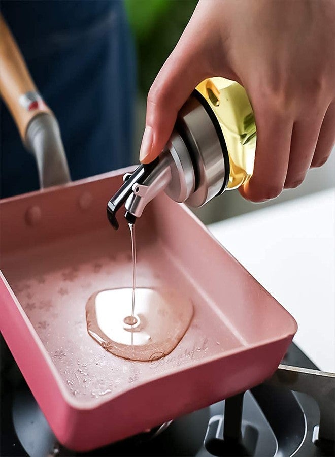 we3 Olive Oil Dispenser Cruet Stainless Steel Pour Spout, Glass Cooking Oil Vinegar Measuring Dispenser Set for Kitchen and BBQ (450ml Pack of 2) - Image 3